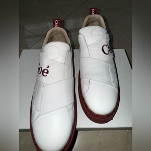 Chloé maroon and white slip on sneakers size 11